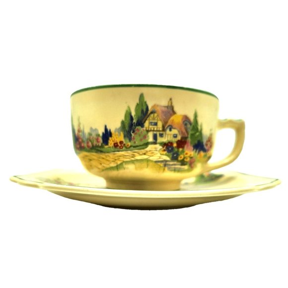 Vintage 1930s Homer Laughlin English Garden Wells Tea Cup & Saucer SET ART DECO - Picture 8 of 8